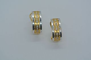 Pendientes bicolor oro 18 kt con brillantes 