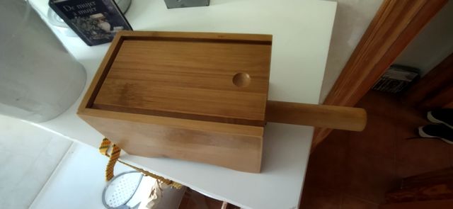 Caja madera bambú masaje, quemador