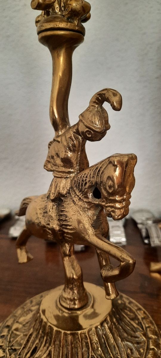 Reloj y candelabros bronce antigüedades