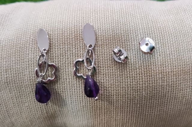 Pendientes oro y amatista