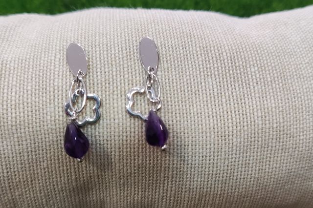 Pendientes oro y amatista