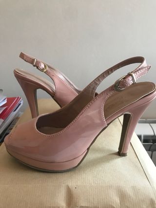 Sandalias tacon alto color rosa palo