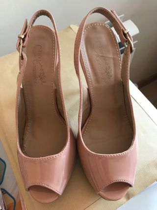 Sandalias tacon alto color rosa palo