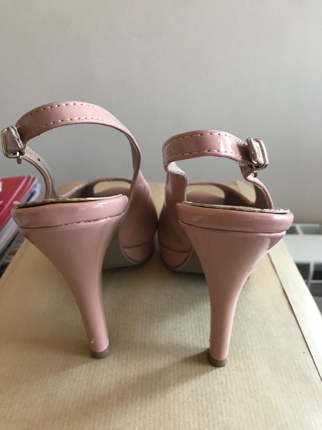 Sandalias tacon alto color rosa palo