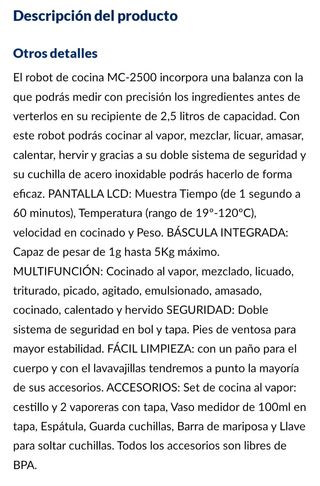 Robot cocina multifunción BOJ NUEVO