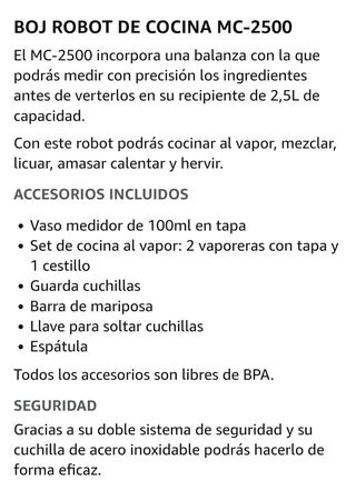 Robot cocina multifunción BOJ NUEVO