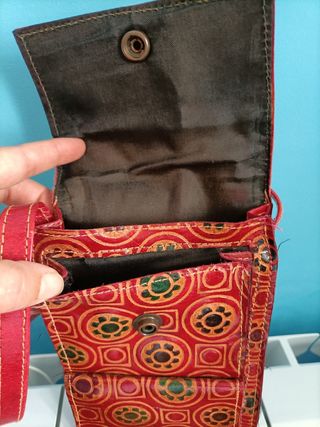 Bolso bandolera cuero rojo