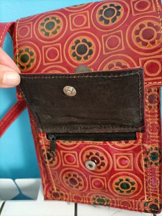 Bolso bandolera cuero rojo