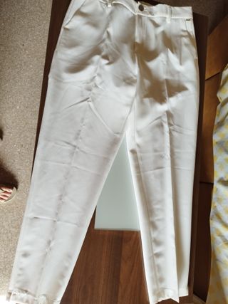 Pantalones blancos de vestir mujer