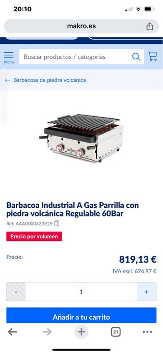 Barbacoa de gas y piedra volvánica