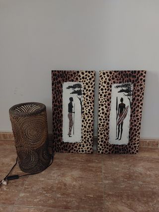 Cuadros y lampara mueble