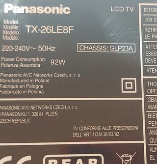 Inverter tv panasonic Viera Tx-26LE8F