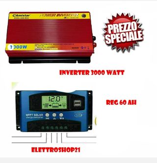 INVERTER 3000W CON REGOLATORE 60A PER IMPINTO FOTO