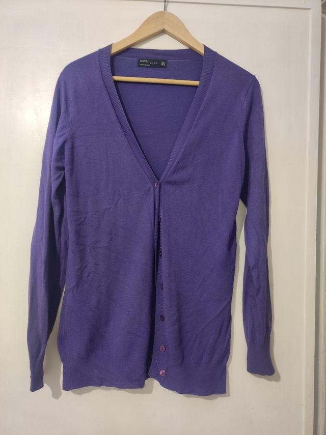 Chaqueta rebeca en poco violeta talla L