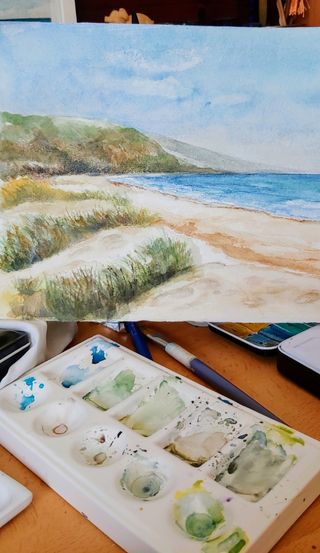 Acuarela original. Playa gaditana.