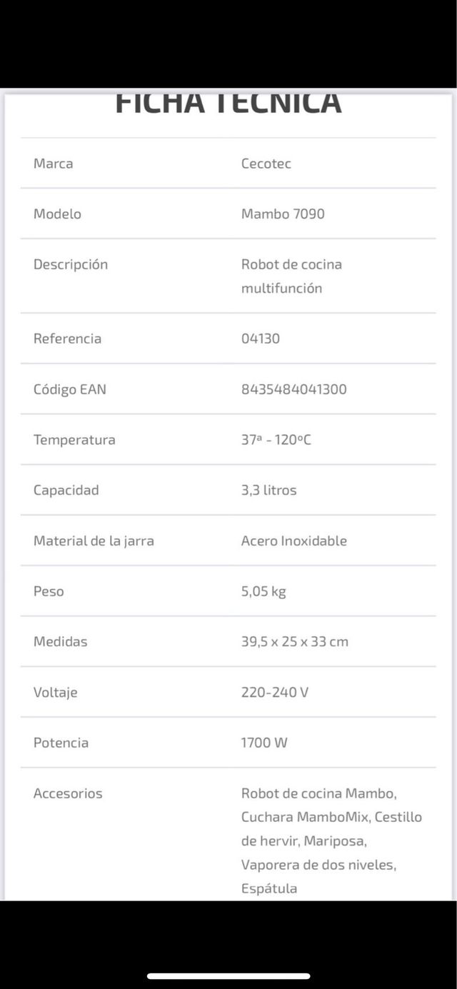 Robot de cocina Mambo 7090 y recetario
