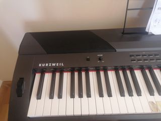 Teclado, soporte, taburete, con caja