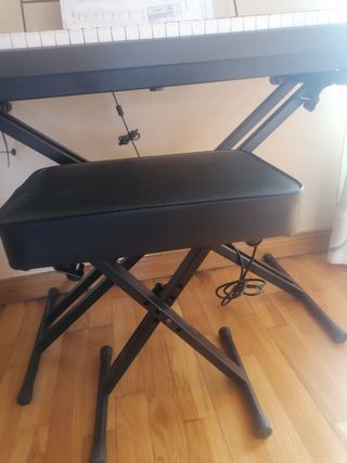 Teclado, soporte, taburete, con caja