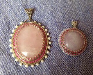 colgantes de cuarzo rosa