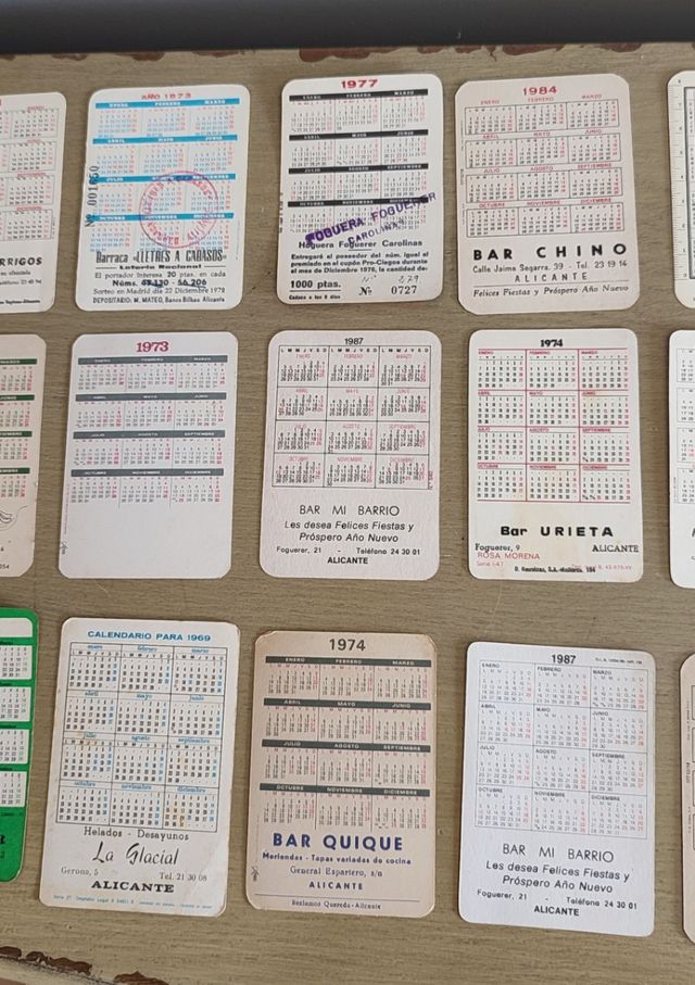 calendarios de bolsillo antiguos mujeres años 70