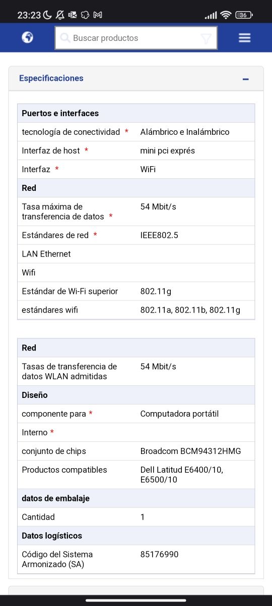 Tarjeta Wlan componente portátil Wifi inalámbrico