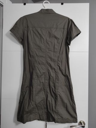 Vestido informal cremallera verde militar