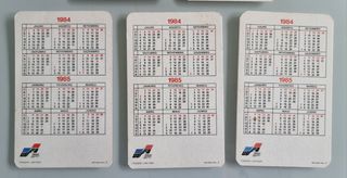 5 Calendarios - Euro 84 - Coleção