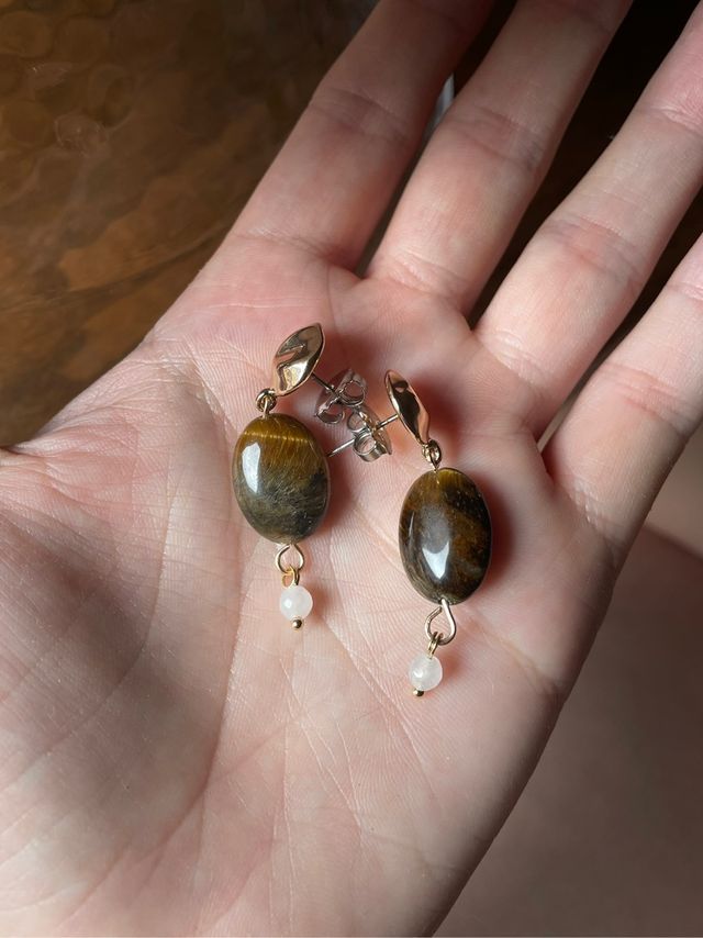 Pendientes Luxenter Atelier en piedra Ojo de Tigre