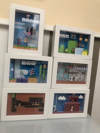 cuadro shadow box mario bros 
