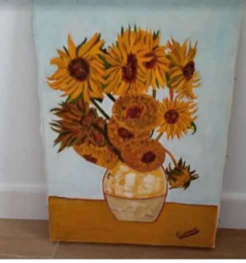 Cuadro óleo, motivo: Los girasoles de Van Gogh.