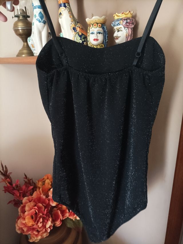 Body donna nero brillantinato