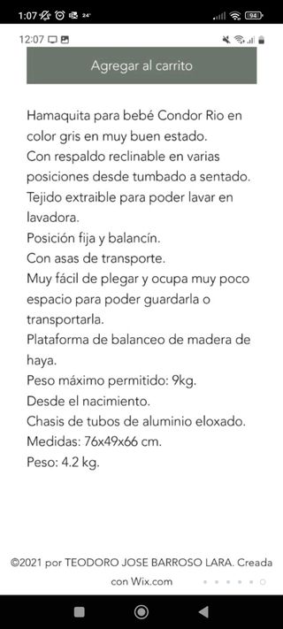 Hamaca bebé Concord Rio