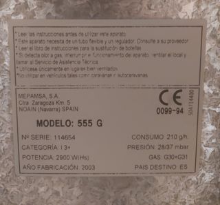 Estufa de Gas + Accesorios