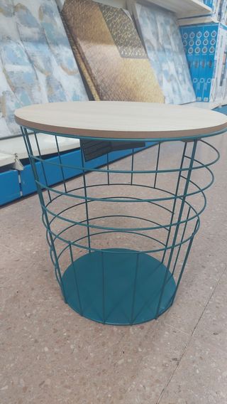 Mesa auxiliar metal y madera 37x38cm