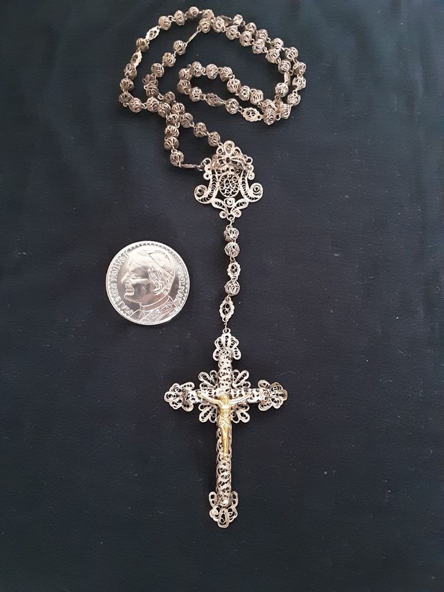 Rosario fligranas + monete Medalla