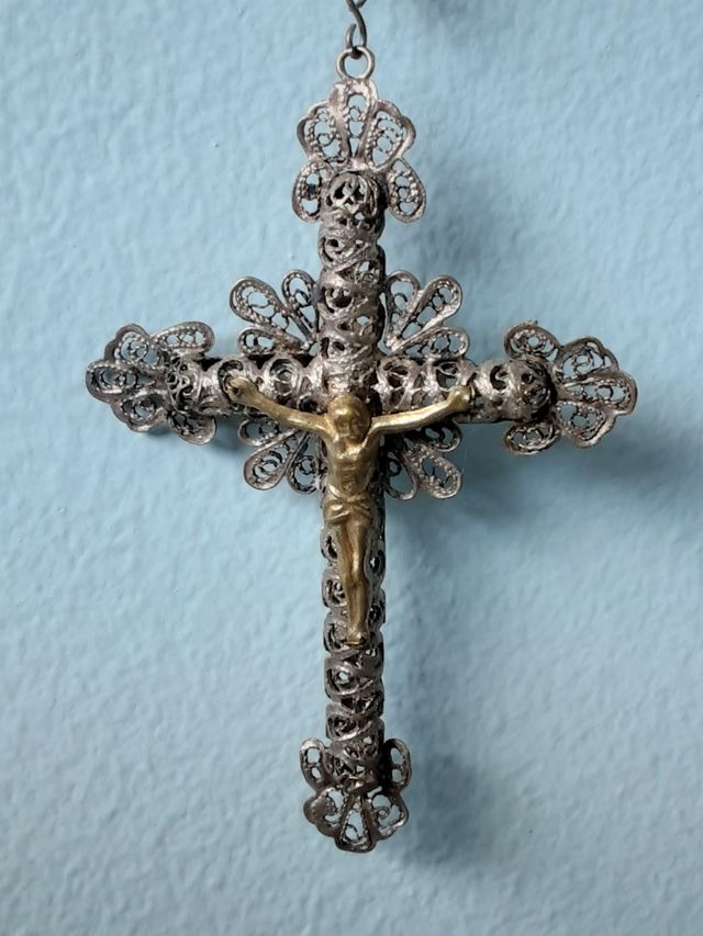 Rosario fligranas + monete Medalla