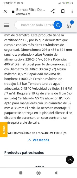Depuradora de arena para  piscina