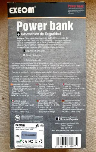 Batería externa Power bank