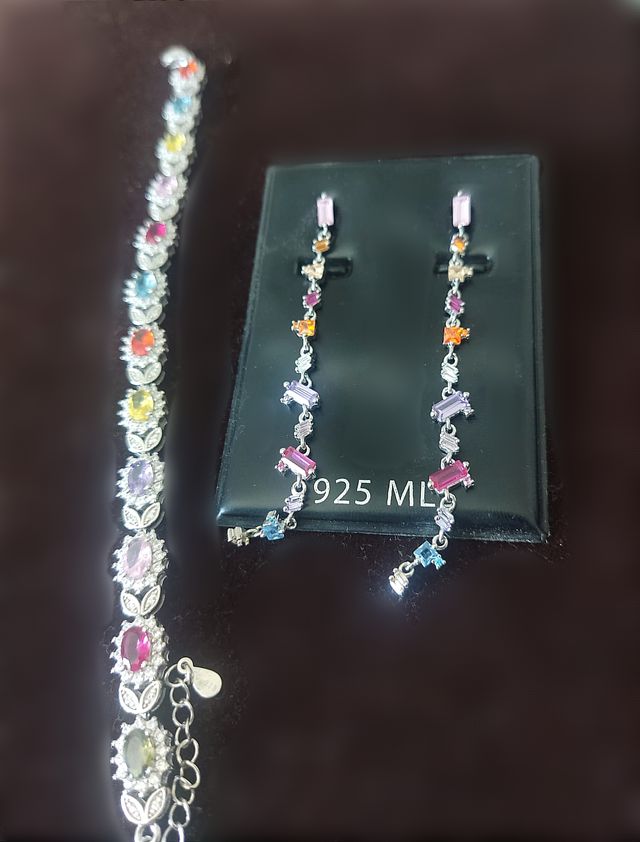 Conjunto pulsera+pendientes PLATA