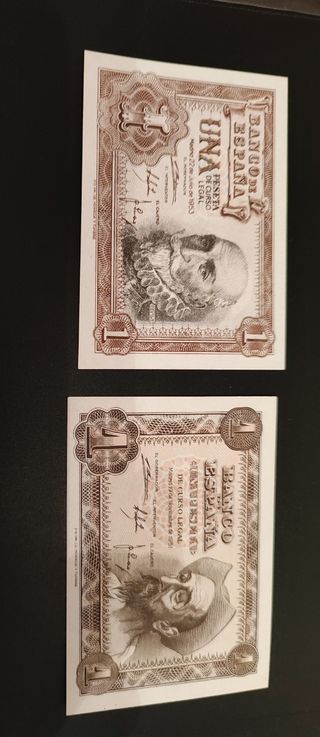 2 Billetes 1 peseta 1951 y 1953