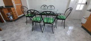 Mesa cocina cristal y sillas a juego