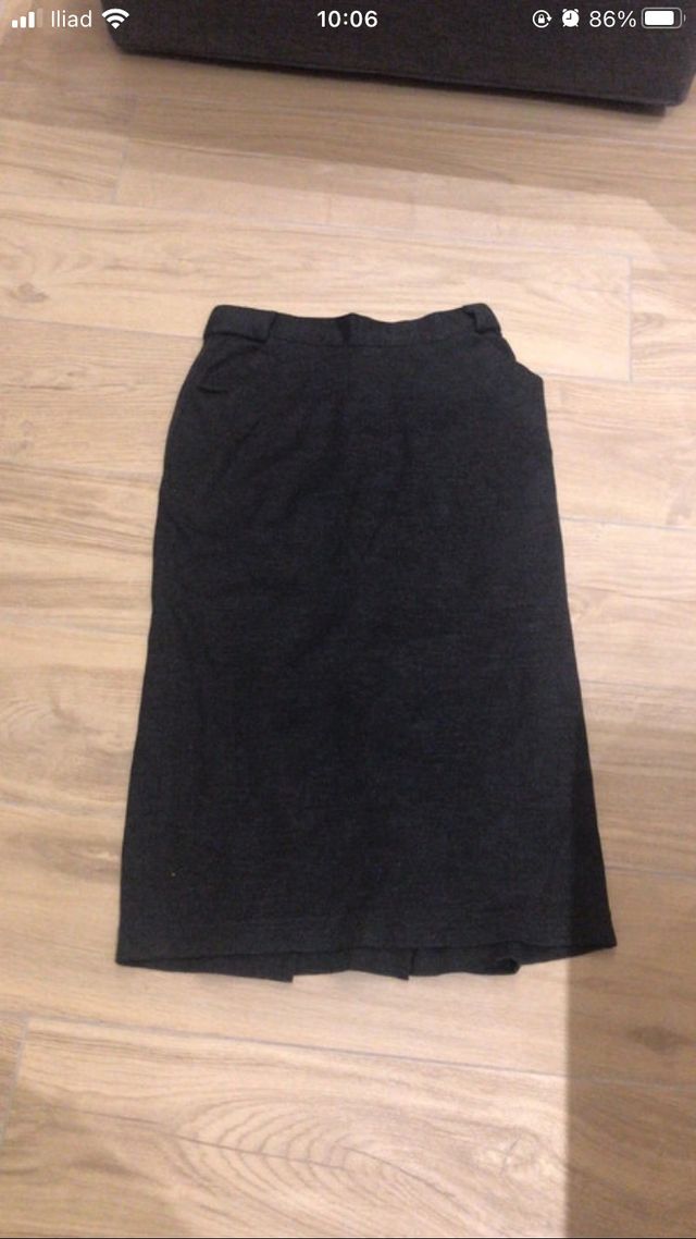 Gonna grigia longuette con fodera