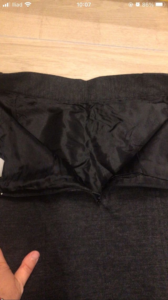 Gonna grigia longuette con fodera