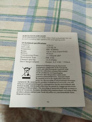 Walkie talkie para ocio