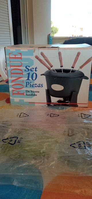 Set fondue hierro fundido