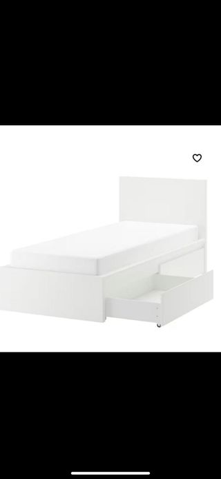 cama malm ikea 2 cajones, incluye somier y colchon