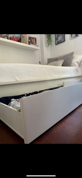 cama malm ikea 2 cajones, incluye somier y colchon