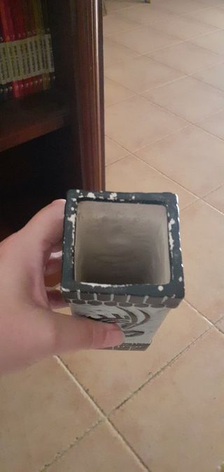 Jarrón étnico color negro y blanco