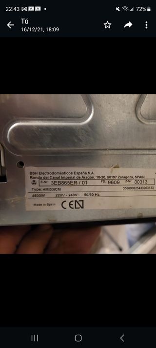 Placa vitrocemaica induccion balay