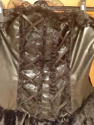 vestido gotico GLP.talla L.cuero piel y encaje